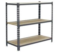 Simon Rack Estanteria Metalica, 1000x1100x500 mm, 3 Alturas, Bandeja Madera, 200 kg de Punto Flexión, Estanteria Almacenaje, Gris/Madera - Maderclick