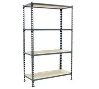 Simon Rack Estanteria Metalica, 1500x800x500 mm, 4 Alturas, Bandeja Madera, 150 kg de Punto Flexión, Estanteria Almacenaje, Galvanizado/Madera - Maderclick