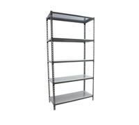 Simon Rack Estanteria Metalica, 1800x800x400 mm, 5 Alturas, Bandeja Metal, 180 kg de Punto Flexión, Estanteria Almacenaje, Antracita/Galva - Simonclick