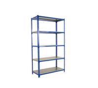Simon Rack Estanteria Metalica, 1800x800x400 mm, 5 Alturas, Bandeja Metal, 180 kg de Punto Flexión, Estanteria Almacenaje, Azul/Galva - Simonclick