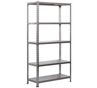 Simon Rack Estanteria Metalica, 2000x1000x300 mm, 5 Alturas, Bandeja Metal, 180 kg de Punto Flexión, Estanteria Almacenaje, Gris - Simonclick