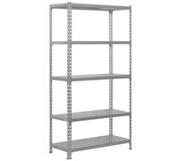 Simon Rack Estantería Metálica 2000x1000x400 mm - Simonclick | 5 Alturas, Bandeja Metal, 180 kg de Punto Flexión, Gris, Pintura anticorrosión, Montaje sistema clic