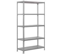 Simon Rack Estanteria Metalica, 2000x1000x500 mm, 5 Alturas, Bandeja Metal, 180 kg de Punto Flexión, Estanteria Almacenaje, Gris/Galva - Simonclick