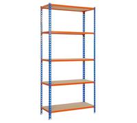 Simonrack Estanterías metálicas 2000x1100x500mm 5 baldas madera 200 kg punto de flexión Azul/Naranja