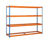 Simon Rack Estantería Metálica, 2000x1500x600 mm, 400 kg de Punto Flexión, 4 Niveles, Estantería Almacenaje, Estantería Industrial, Azul/Naranja - SimonTaller