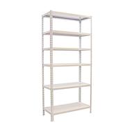 Simon Rack Estanteria Metalica, 2500x800x500 mm, 6 Alturas, Bandeja Metal, 180 kg de Punto Flexión, Estanteria Almacenaje, Blanco - Simonclick