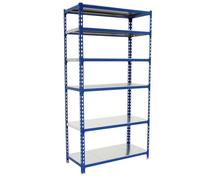 Simon Rack Estanterias Metalicas, 2500x900x500 mm, 6 Baldas de Metal, 180 kg de Punto Flexión, Estanterias Almacenaje, Azul/Galva - Simonclick