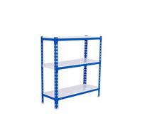 Simon Rack Estanteria Metalica, 900x1000x500 mm, 3 Alturas, Bandeja Metal, 180 kg de Punto Flexión, Estanteria Almacenaje, Azul/Blanco - Simonclick