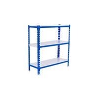 Simon Rack Estanteria Metalica, 900x800x400 mm, 3 Baldas de Metal, 180 kg de Punto Flexión, Estanterias Almacenaje, Azul/Blanco - Simonclick