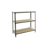 Simon Rack Estanteria Metalica, 900x800x500 mm, 3 Alturas, Bandeja Madera, 150 kg de Punto Flexión, Estanteria Almacenaje, Antracita/Madera - Maderclick