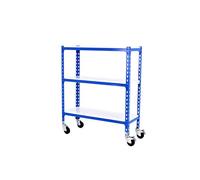 Simon Rack Estanteria Metalica con Ruedas, 975x1100x400 mm, 3 Baldas de Metal, 75 kg de Punto Flexión, Estanterias Almacenaje, Azul/Blanco - Simonclick