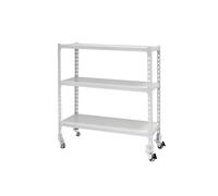 Simon Rack Estanteria Metalica con Ruedas, 975x1100x400 mm, 3 Baldas de Metal, 75 kg de Punto Flexión, Estanterias Almacenaje, Blanco - Simonclick