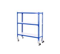 Simon Rack Estanteria Metalica con Ruedas, 975x900x500 mm, 3 Baldas de Metal, 75 kg de Punto Flexión, Estanterias Almacenaje, Azul/Blanco - Simonclick