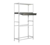 Simon Rack Estantería para Neumáticos, Soporte Neumáticos, 4 Niveles, Alta Capacidad Carga 180 kg, 2000x1200x400 mm, Estantería para 8 neumáticos, 1 Cajón, Blanco/Blanco - Simonauto