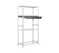 Simon Rack Estantería para Neumáticos, Soporte Neumáticos, 4 Niveles, Alta Capacidad Carga 200 kg, 2000x1000x400 mm, Estantería para 8 neumáticos, 1 Cajón, Blanco/Blanco - Simonauto