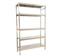 Simon Rack Estanterías Acero Inoxidable, 1600x860x500 mm, 200 kg de Punto Flexión, 5 Estantes, Estantería Industrial, Estantería Cocina Profesional, Acero Inoxidable - Simoninox