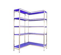 Simon Rack Estanterías Acero Inoxidable Esquina, 1600x1660x400 mm, 180 kg de Punto Flexión, 5 Estantes, Estantería Industrial, Estantería Cocina Profesional, A.Inoxidable/Azul - Simoninox