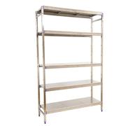 Simon Rack Estanterías Acero Inoxidable Esquina, 2000x1260x400 mm, 180 kg de Punto Flexión, 4 Estantes, Estantería Industrial, Estantería Cocina Profesional, A.Inoxidable/Azul - Simoninox