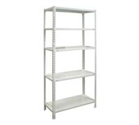 Simon Rack Estanterias Almacenaje, 180x90x30 cm, (Al x An x LR), Estanteria Metalica, 5 Baldas, 70 kg de Punto Flexión, Acero Galvanizado, Blanco - Ecoclick