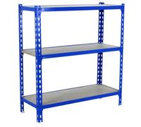 Simon Rack Estanterias Metalicas, 1000x1000x300 mm, 3 Baldas de Madera, 150 kg de Punto Flexión, Estanterias Almacenaje, Azul/Madera - Maderclick