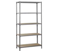 Simon Rack Estanterias Metalicas, 1800x800x400 mm, 5 Baldas de Madera, 150 kg de Punto Flexión, Estanterias Almacenaje, Gris/Madera - Maderclick