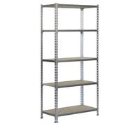Simon Rack Estanterias Metalicas, 1800x900x300 mm, 5 Baldas de Madera, 150 kg de Punto Flexión, Estanterias Almacenaje, Galvanizado/Madera - Maderclick