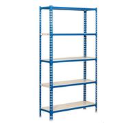 Simon Rack Estanterias Metalicas, 1800x900x400 mm, 5 Baldas de Metal, 180 kg de Punto Flexión, Estanterias Almacenaje, Azul/Blanco - Simonclick