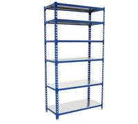 Simon Rack Estanterias Metalicas, 2500x1100x400 mm, 6 Baldas de Metal, 200 kg de Punto Flexión, Estanterias Almacenaje, Azul/Galva - Simonclick