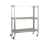 Simon Rack Estanterias Metalicas con Ruedas, 975x1000x500 mm, 3 Baldas de Madera, 75 kg de Punto Flexión, Estanterias Almacenaje, Galvanizado/Madera - Maderclick