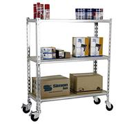 Simon Rack Estanterias Metalicas con Ruedas, 975x1100x400 mm, 3 Baldas de Madera, 75 kg de Punto Flexión, Estanterias Almacenaje, Galvanizado/Madera - Maderclick