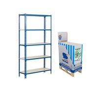 Simon Rack Estanterias Metalicas, Pack 8 Unidades, 2000x1000x500 mm, 5 Estantes Metal, 180 kg de Punto Flexión, Estanterias Almacenaje, Azul/Blanco - Simonclick