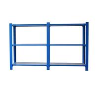 Simon Rack Librería Estanteria Oficina, 2 Módulos, 1000x1800x300 mm, 3 Alturas, Bandeja Madera, Estilo Industrial, Metálicas, Azul/Blanco - Officlick