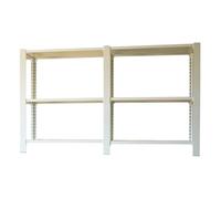 Simon Rack Librería Estanteria Oficina, 2 Módulos, 1000x1800x400 mm, 3 Alturas, Bandeja Madera, Estilo Industrial, Metálicas, Blanco - Officlick