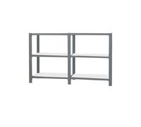 Simon Rack Librería Estanteria Oficina, 2 Módulos, 1000x1800x400 mm, 3 Alturas, Estilo Industrial, Metálicas, Antracita/Blanco - Officlick