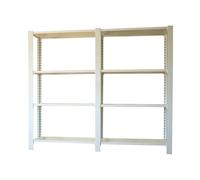Simon Rack Librería Estanteria Oficina, 2 Módulos, 1500x1800x400 mm, 4 Alturas, Bandeja Madera, Estilo Industrial, Metálicas, Blanco - Officlick