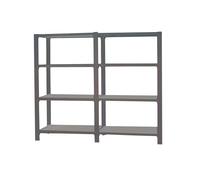 Simon Rack Librería Estanteria Oficina, 2 Módulos, 1500x1800x400 mm, 4 Alturas, Estilo Industrial, Metálicas, Antracita/Galva - Officlick