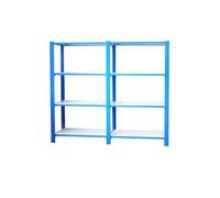 Simon Rack Librería Estanteria Oficina, 2 Módulos, 1500x1800x400 mm, 4 Alturas, Estilo Industrial, Metálicas, Azul/Blanco - Officlick