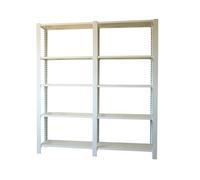Simon Rack Librería Estanteria Oficina, 2 Módulos, 2100x1800x400 mm, 5 Alturas, Bandeja Madera, Estilo Industrial, Metálicas, Blanco - Officlick