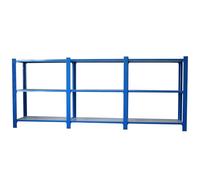 Simon Rack Librería Estanteria Oficina, 3 Módulos, 1000x2700x300 mm, 3 Alturas, Bandeja Madera, Estilo Industrial, Metálicas, Azul/Blanco - Officlick