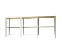 Simon Rack Librería Estanteria Oficina, 3 Módulos, 1000x2700x400 mm, 3 Alturas, Bandeja Madera, Estilo Industrial, Metálicas, Blanco - Officlick