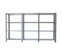 Simon Rack Librería Estanteria Oficina, 3 Módulos, 1500x2700x400 mm, 4 Alturas, Bandeja Madera, Estilo Industrial, Metálicas, Gris/Blanco - Officlick