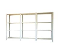 Simon Rack Librería Estanteria Oficina, 3 Módulos, 1500x2700x400 mm, 4 Alturas, Bandeja Madera, Estilo Industrial, Metálicas, Blanco - Officlick
