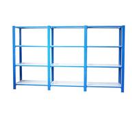 Simon Rack Librería Estanteria Oficina, 3 Módulos, 1500x2700x400 mm, 4 Alturas, Estilo Industrial, Metálicas, Azul/Blanco - Officlick