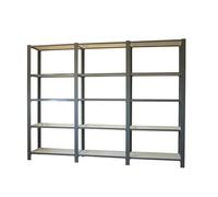 Simon Rack Librería Estanteria Oficina, 3 Módulos, 2100x2700x300 mm, 5 Alturas, Bandeja Madera, Estilo Industrial, Metálicas, Antracita/Blanco - Officlick