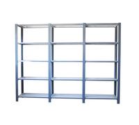 Simon Rack Librería Estanteria Oficina, 3 Módulos, 2100x2700x300 mm, 5 Alturas, Estilo Industrial, Metálicas, Gris/Blanco - Officlick