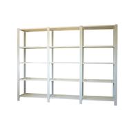 Simon Rack Librería Estanteria Oficina, 3 Módulos, 2100x2700x400 mm, 5 Alturas, Bandeja Madera, Estilo Industrial, Metálicas, Blanco - Officlick