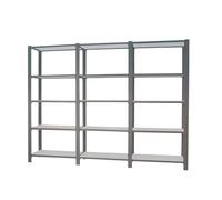 Simon Rack Librería Estanteria Oficina, 3 Módulos, 2100x2700x400 mm, 5 Alturas, Estilo Industrial, Metálicas, Antracita/Galva - Officlick