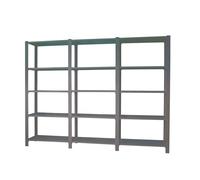 Simon Rack Librería Estanteria Oficina, 3 Módulos, 2100x2700x400 mm, 5 Alturas, Estilo Industrial, Metálicas, Antracita - Officlick