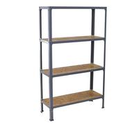 Simon Rack Librería Estanteria Salon, 1600x1000x300 mm, 4 Alturas, Bandeja Madera, Estilo Industrial, Metálica, Gris/Osb - Simon Home