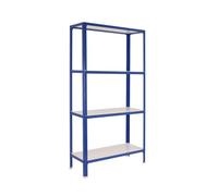 Simon Rack Librería Estanteria Salon, 1600x1000x300 mm, 4 Alturas, Bandeja Madera, Estilo Industrial, Metálica, Azul/Blanco - Simon Home